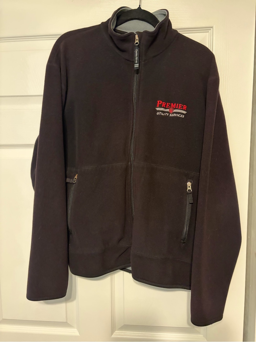 Charles River Premier Utility Services Full Zip Fleece Jacket Black Gray